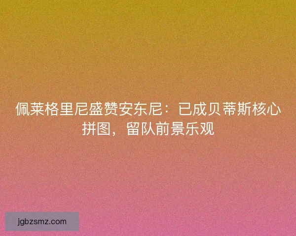 佩莱格里尼盛赞安东尼：已成贝蒂斯核心拼图，留队前景乐观